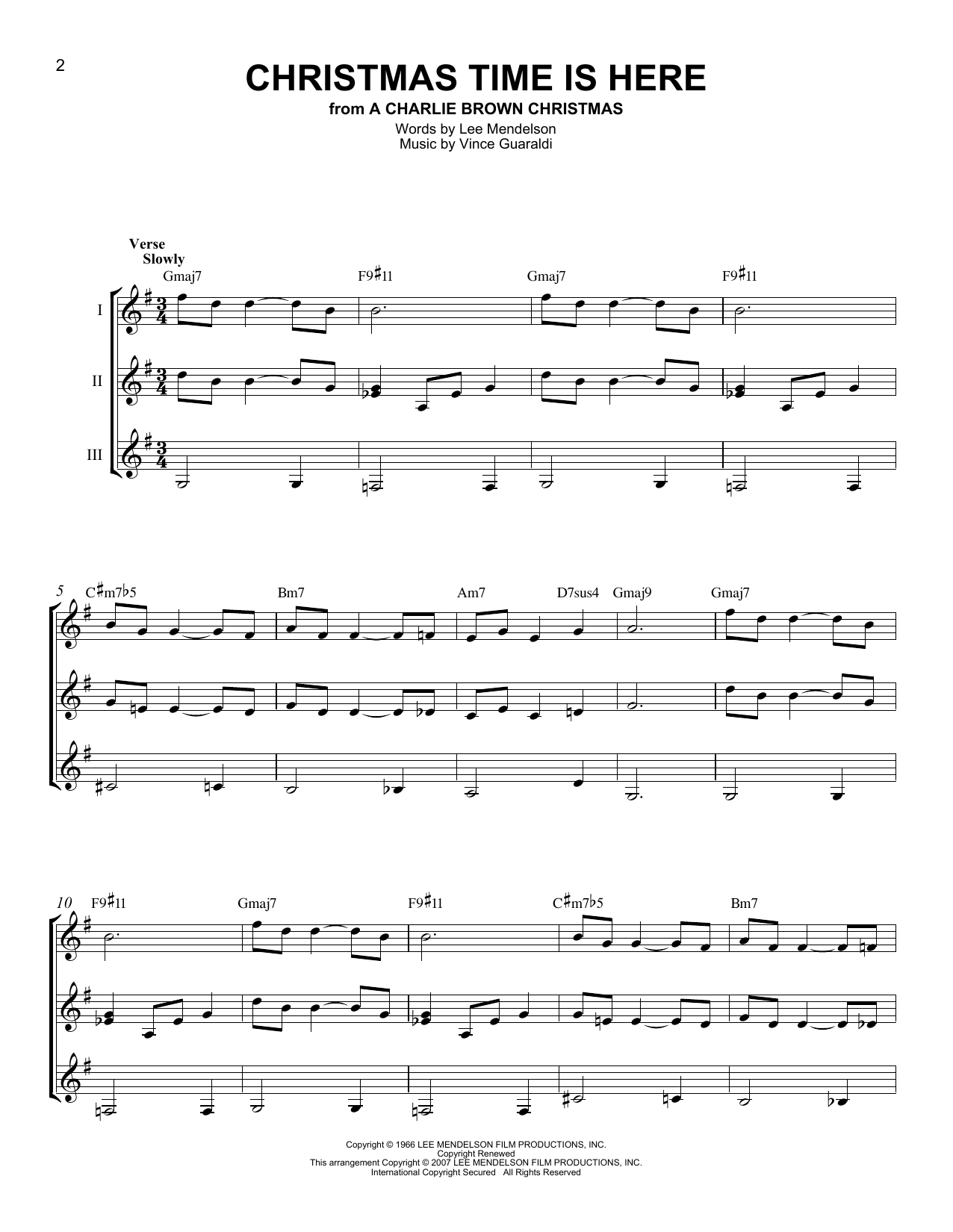 J Arnold Christmas Time Is Here Sheet Music Notes & Chords for Guitar Ensemble - Download or Print PDF