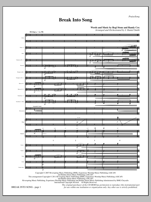 J. Daniel Smith Break Into Song - Full Score Sheet Music Notes & Chords for Choir Instrumental Pak - Download or Print PDF
