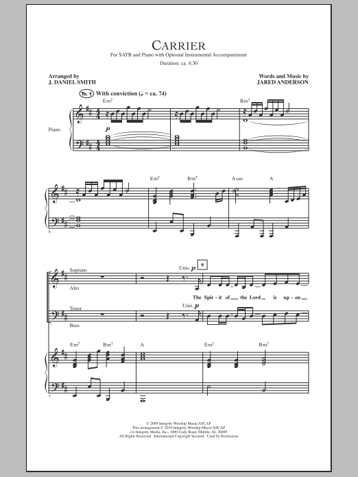 J. Daniel Smith Carrier Sheet Music Notes & Chords for SATB - Download or Print PDF