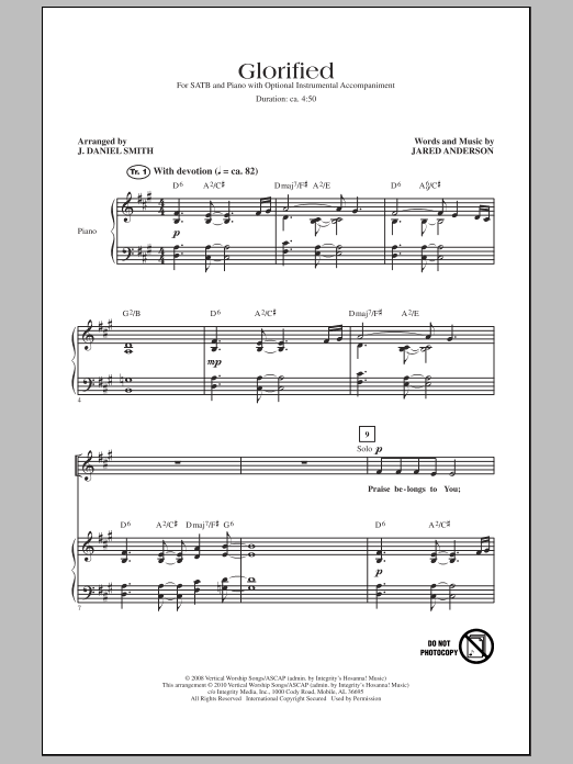 J. Daniel Smith Glorified Sheet Music Notes & Chords for SATB - Download or Print PDF