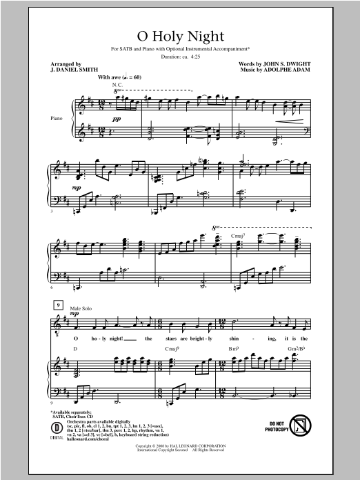 J. Daniel Smith O Holy Night Sheet Music Notes & Chords for SATB - Download or Print PDF