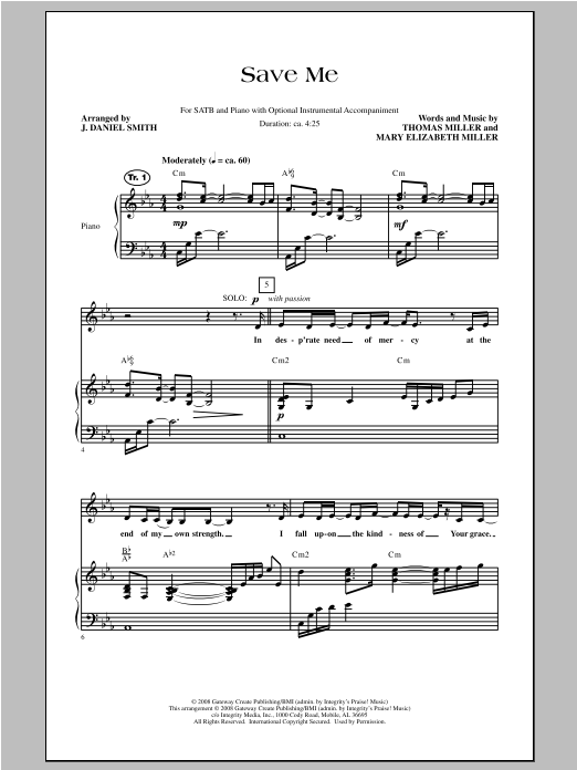 J. Daniel Smith Save Me Sheet Music Notes & Chords for SATB - Download or Print PDF