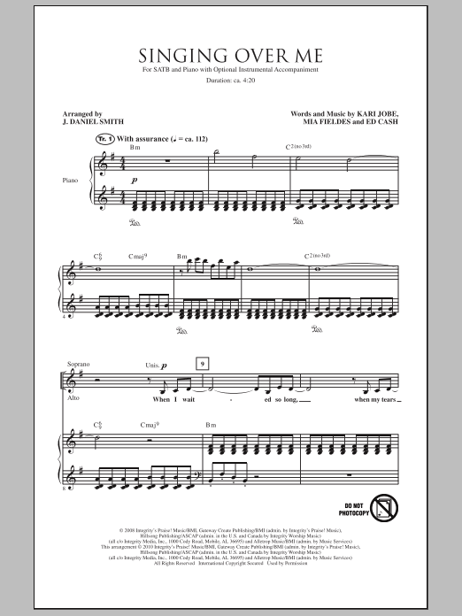 J. Daniel Smith Singing Over Me Sheet Music Notes & Chords for SATB - Download or Print PDF
