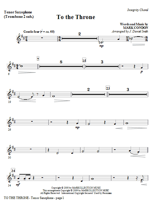J. Daniel Smith To The Throne - Bass Clarinet (sub Bass) Sheet Music Notes & Chords for Choir Instrumental Pak - Download or Print PDF