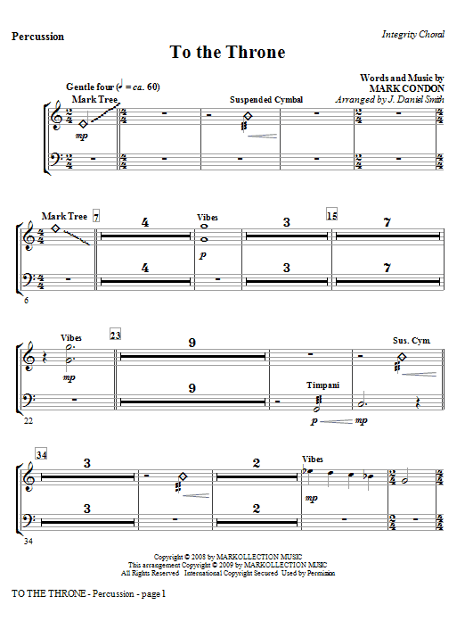 J. Daniel Smith To The Throne - Percussion Sheet Music Notes & Chords for Choir Instrumental Pak - Download or Print PDF
