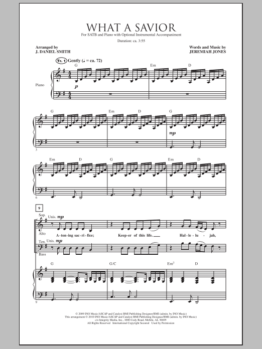 J. Daniel Smith What A Savior Sheet Music Notes & Chords for SATB - Download or Print PDF