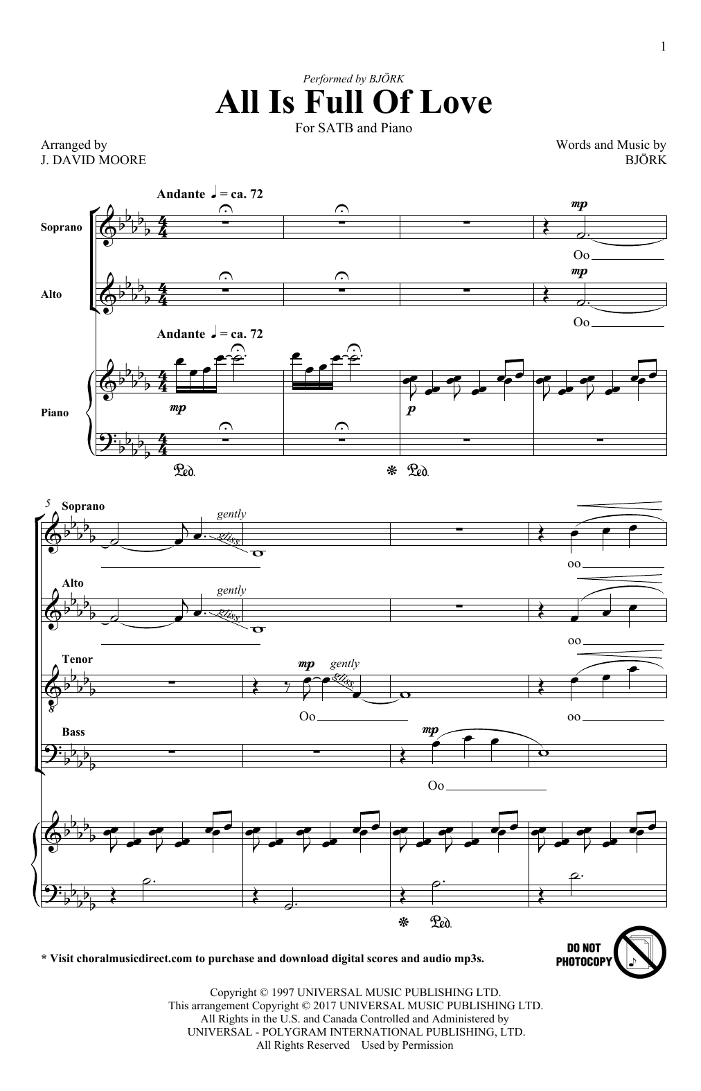 J. David Moore All Is Full Of Love Sheet Music Notes & Chords for SATB - Download or Print PDF