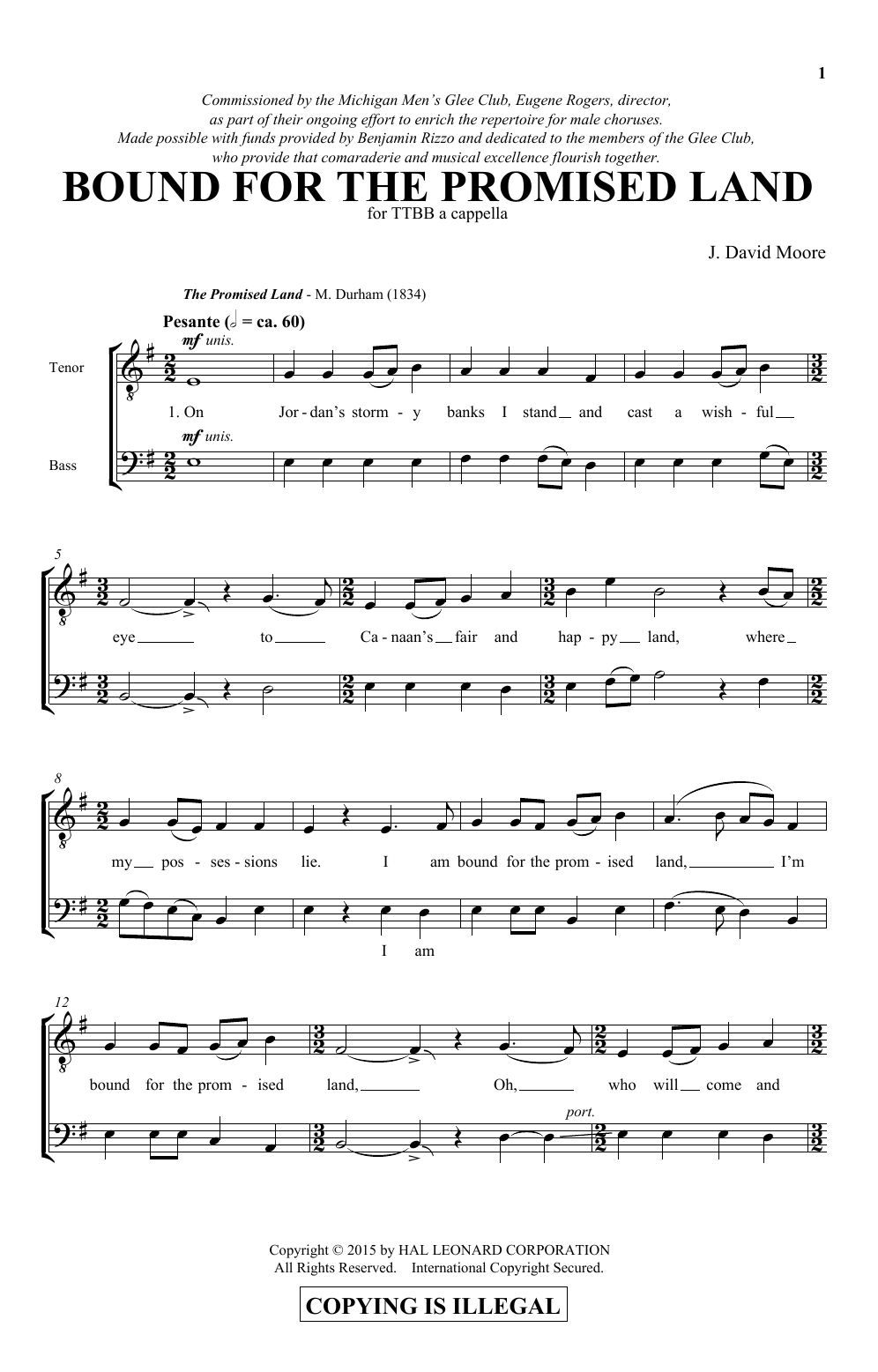 J. David Moore Bound For The Promised Land Sheet Music Notes & Chords for TTBB - Download or Print PDF