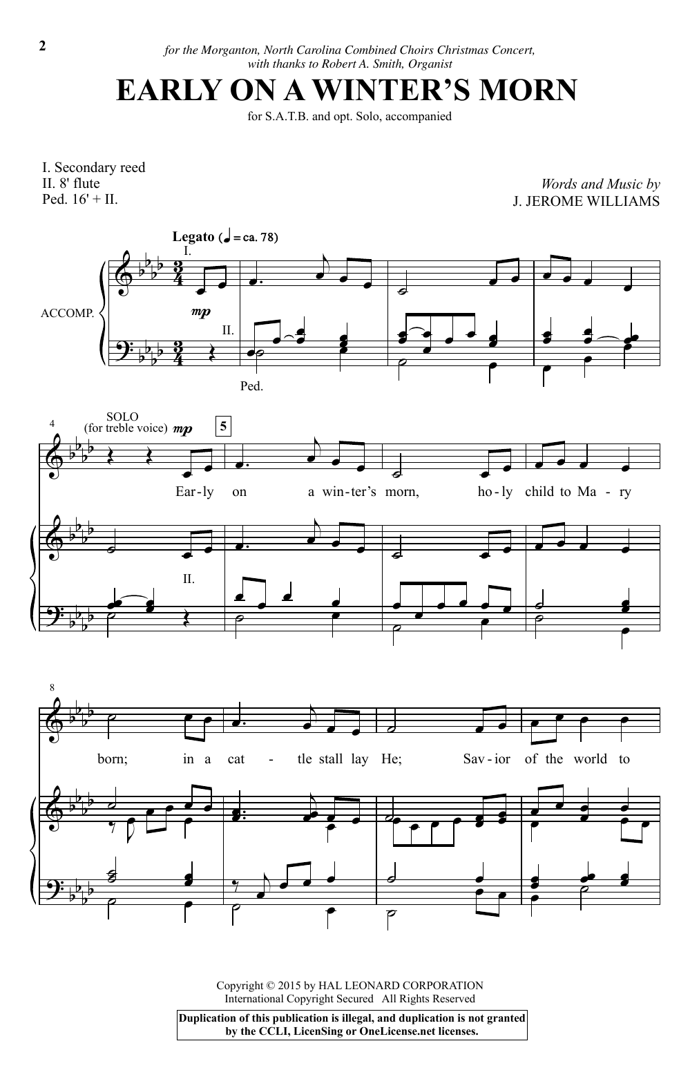 J. Jerome Williams Early On A Winter's Morn Sheet Music Notes & Chords for SATB - Download or Print PDF