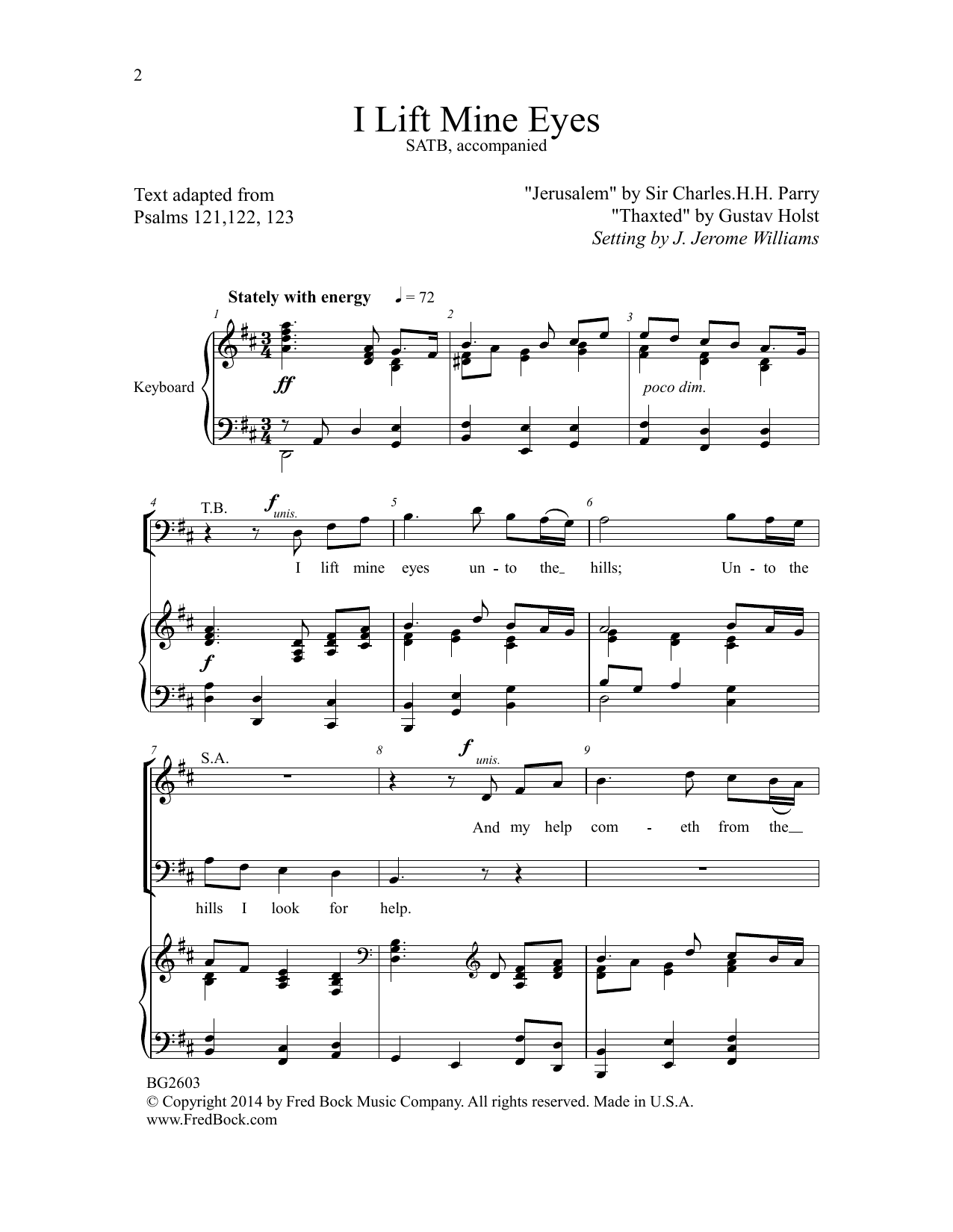 J. Jerome Williams I Lift Mine Eyes Sheet Music Notes & Chords for Choral - Download or Print PDF
