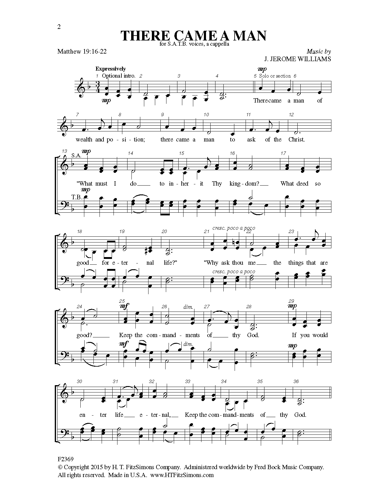 J. Jerome Williams There Came a Man Sheet Music Notes & Chords for Choral - Download or Print PDF