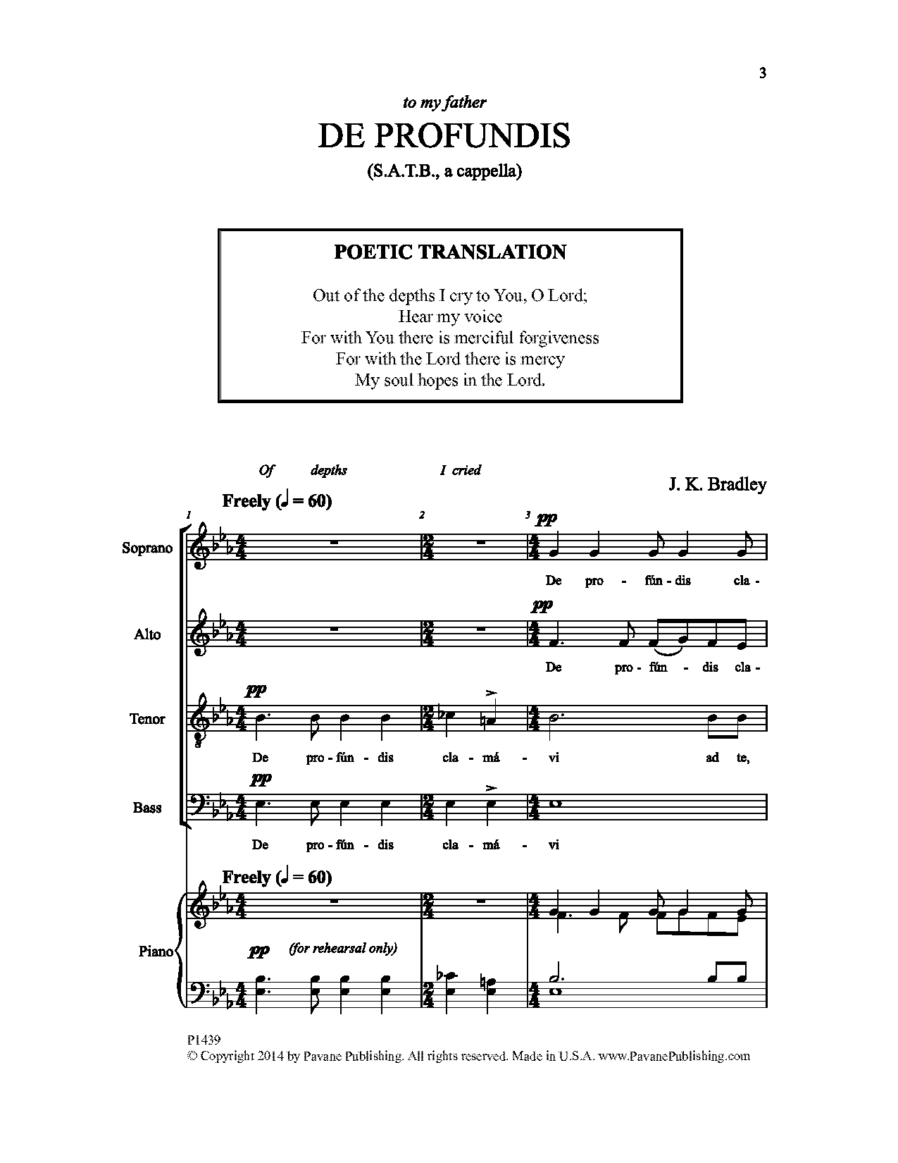 J. K. Bradley De Profundis Sheet Music Notes & Chords for Choral - Download or Print PDF