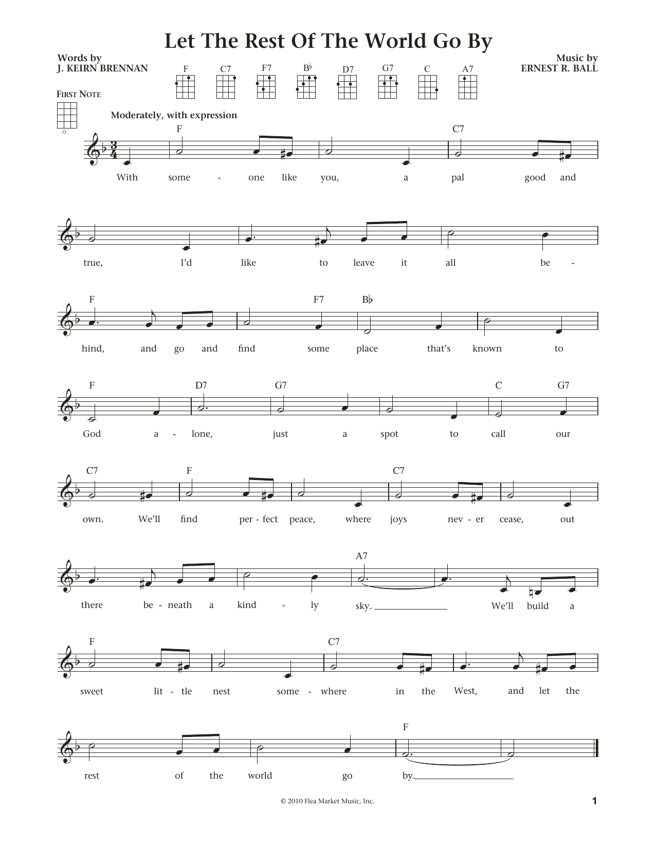 J. Keirn Brennan Let The Rest Of The World Go By (from The Daily Ukulele) (arr. Liz and Jim Beloff) Sheet Music Notes & Chords for Ukulele - Download or Print PDF