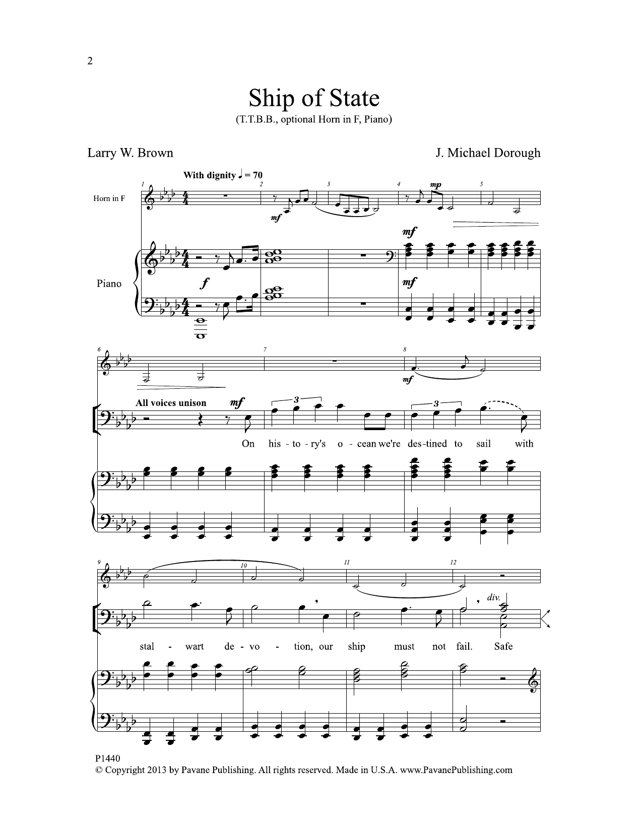 J. Michael Dorough Ship of State Sheet Music Notes & Chords for Choral - Download or Print PDF