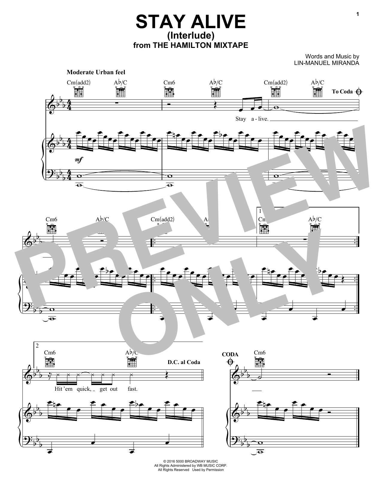 J. Period, Stro Elliot Stay Alive (Interlude) Sheet Music Notes & Chords for Piano, Vocal & Guitar (Right-Hand Melody) - Download or Print PDF