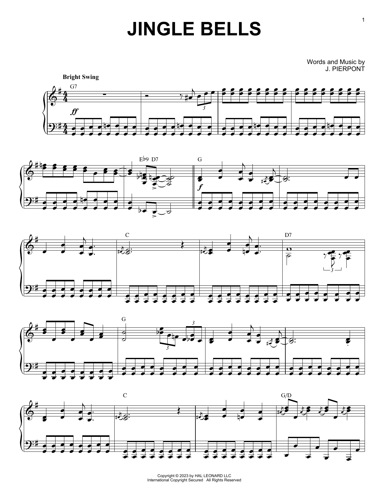 J. Pierpont Jingle Bells [Boogie Woogie version] (arr. Brent Edstrom) Sheet Music Notes & Chords for Piano Solo - Download or Print PDF