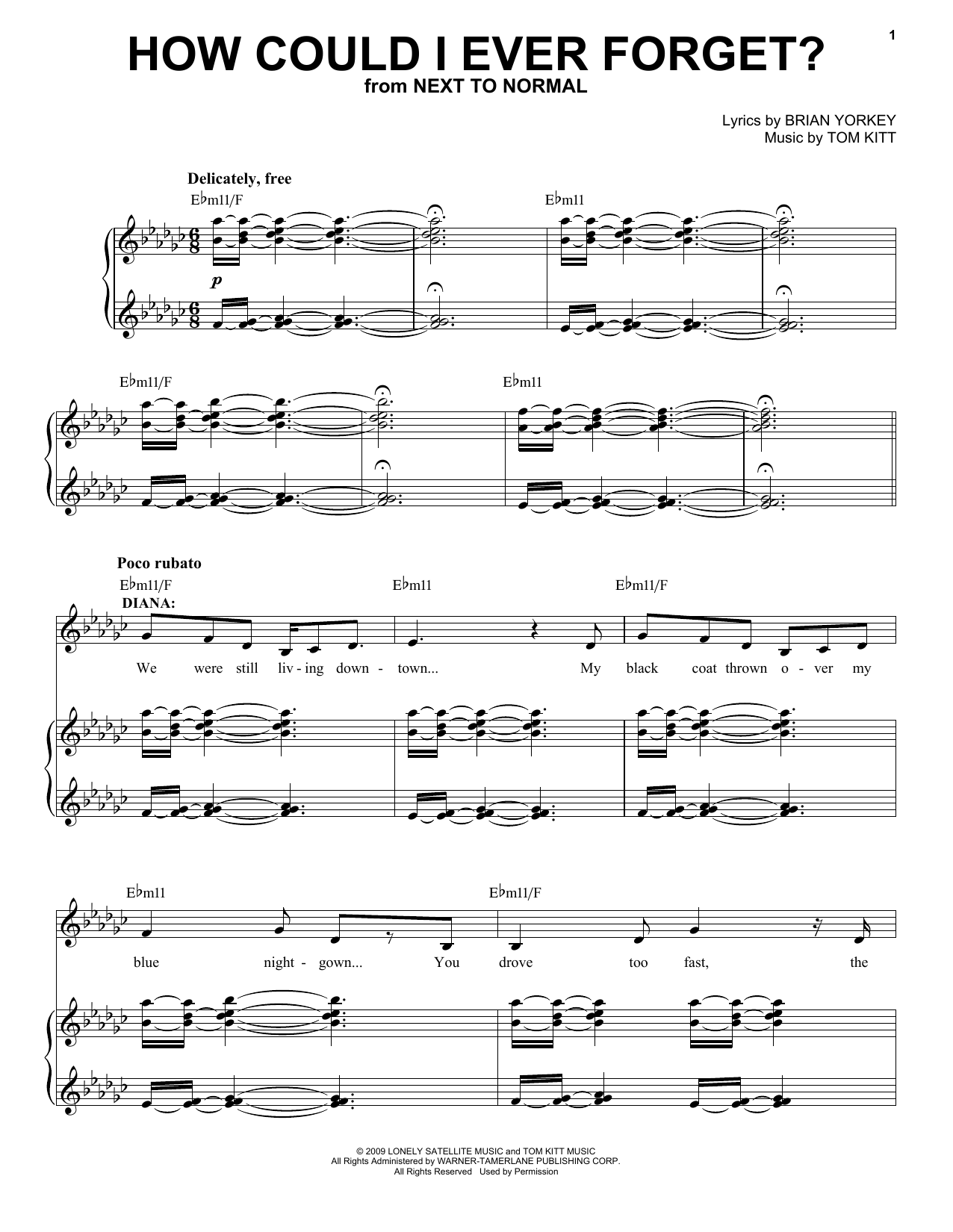 J. Robert Spencer & Alice Ripley How Could I Ever Forget? (from Next to Normal) Sheet Music Notes & Chords for Piano & Vocal - Download or Print PDF