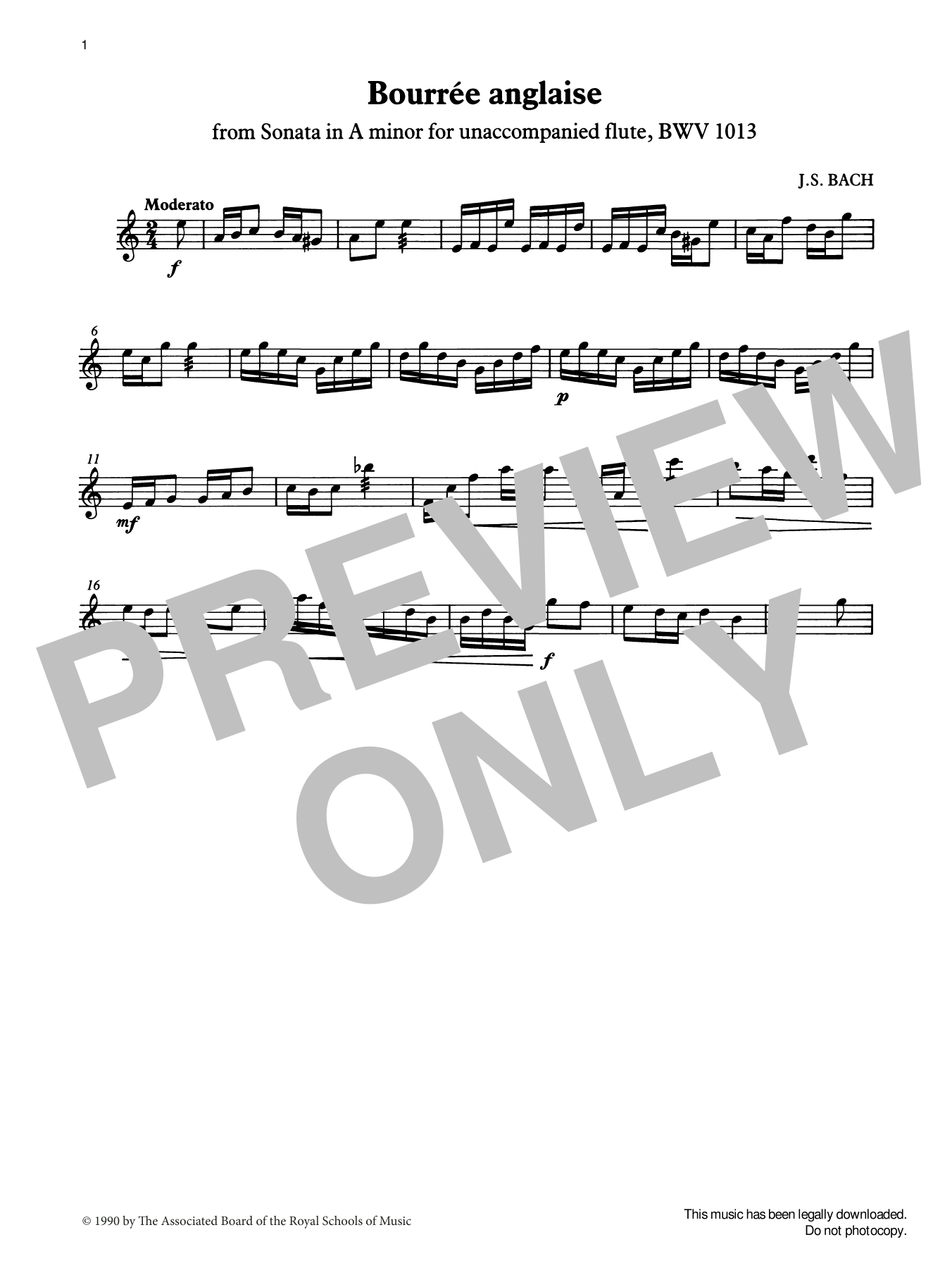 J. S. Bach Bourrée anglaise from Graded Music for Tuned Percussion, Book IV Sheet Music Notes & Chords for Percussion Solo - Download or Print PDF