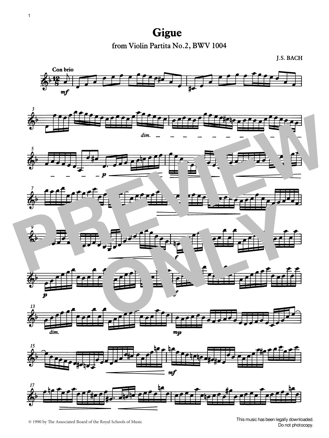 J. S. Bach Gigue from Graded Music for Tuned Percussion, Book IV Sheet Music Notes & Chords for Percussion Solo - Download or Print PDF