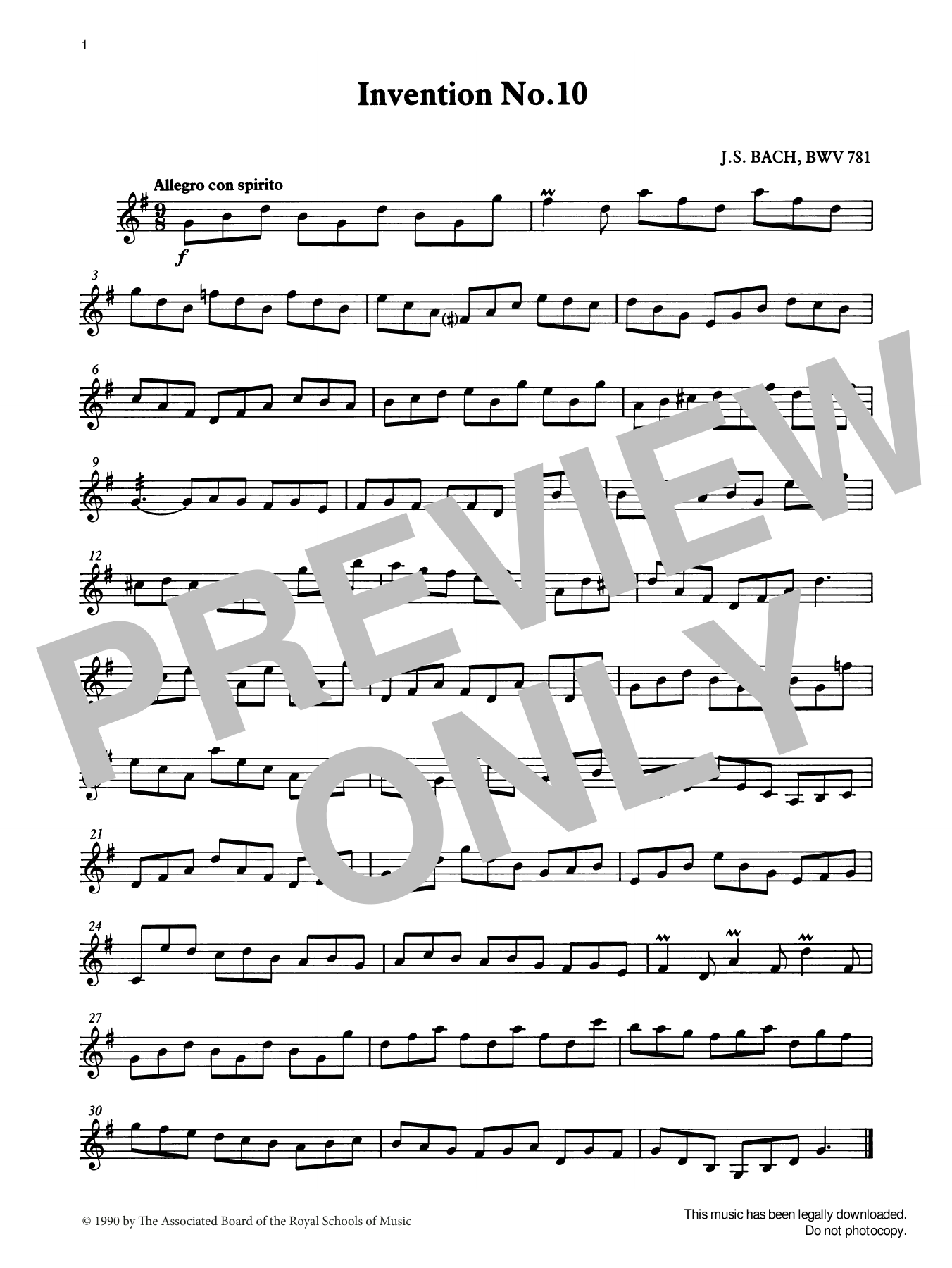 J. S. Bach Invention No.10 from Graded Music for Tuned Percussion, Book III Sheet Music Notes & Chords for Percussion Solo - Download or Print PDF