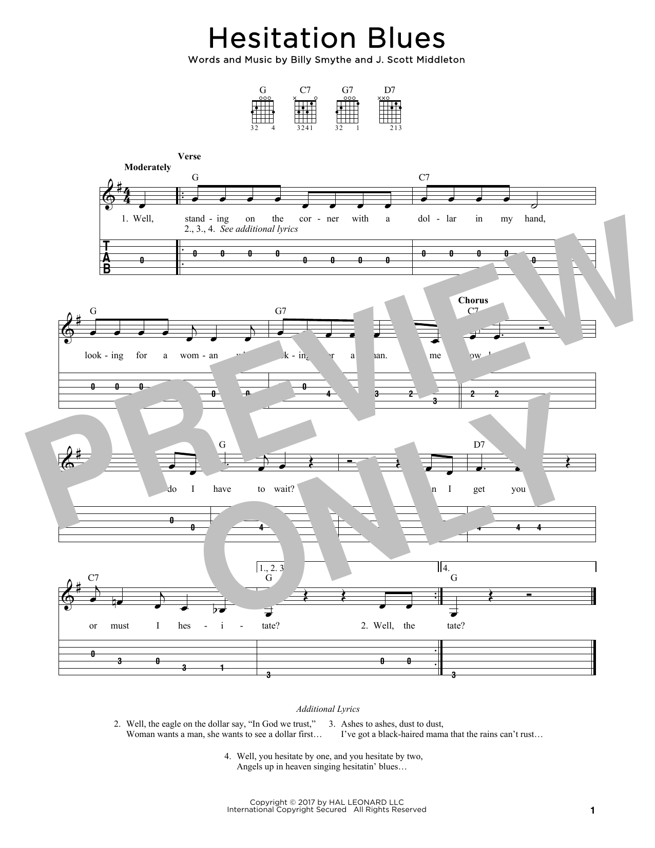 J. Scott Middleton Hesitation Blues Sheet Music Notes & Chords for Guitar Tab - Download or Print PDF