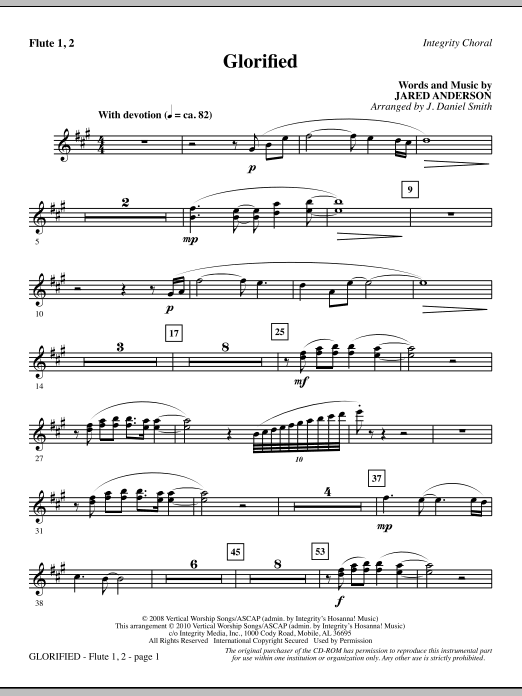 Preview J. Daniel Smith Glorified - Flute 1 & 2 Contemporary sheet music, notes and chords for Choir Instrumental Pak, SKU: 295698 Glorified - Flute 1 & 2 sheet music