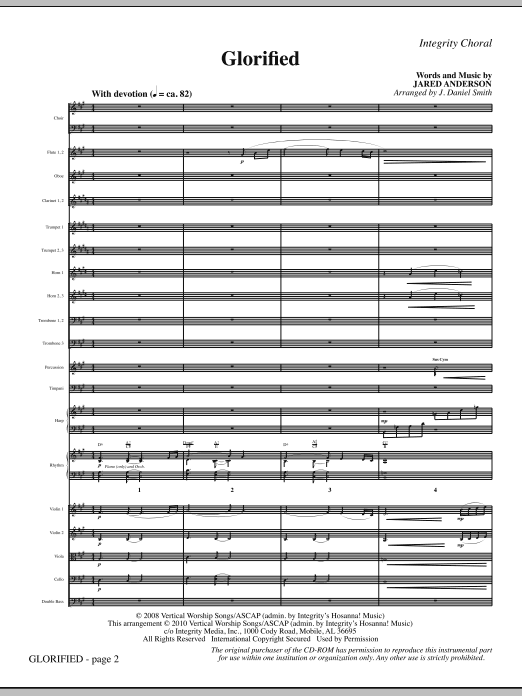 Preview J. Daniel Smith Glorified - Full Score Contemporary sheet music, notes and chords for Choir Instrumental Pak, SKU: 295697 Glorified - Full Score sheet music