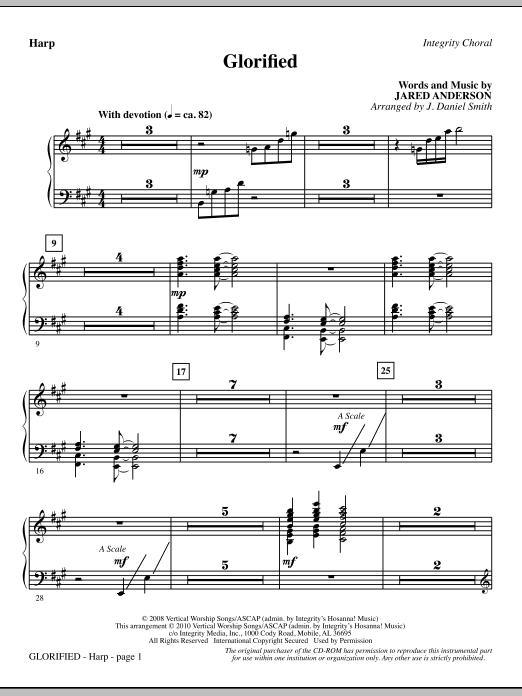 Preview J. Daniel Smith Glorified - Harp Contemporary sheet music, notes and chords for Choir Instrumental Pak, SKU: 295709 Glorified - Harp sheet music