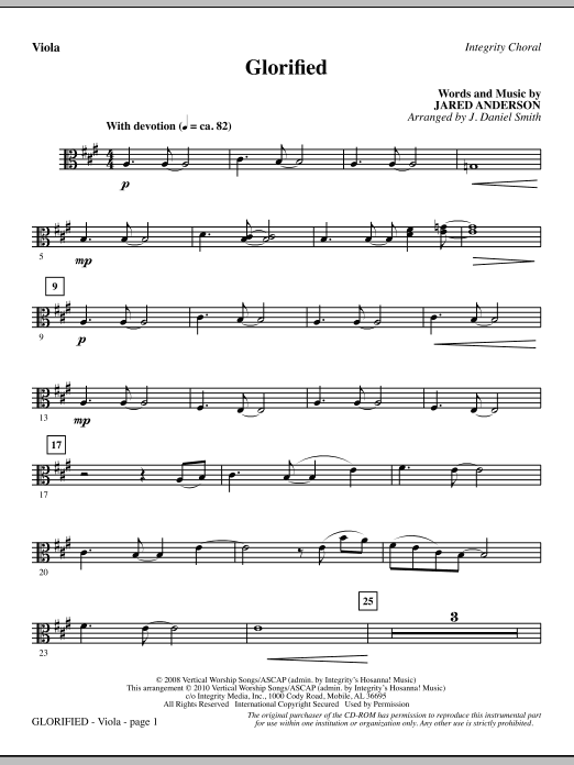 Preview J. Daniel Smith Glorified - Viola Contemporary sheet music, notes and chords for Choir Instrumental Pak, SKU: 295713 Glorified - Viola sheet music