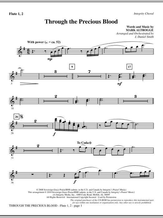 Preview J. Daniel Smith Through The Precious Blood - Flute 1 & 2 Contemporary sheet music, notes and chords for Choir Instrumental Pak, SKU: 295502 Through The Precious Blood - Flute 1 & 2 sheet music