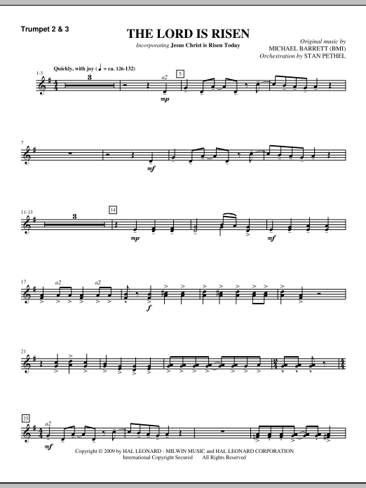 The Lord Is Risen - Bb Trumpet 2,3 sheet music