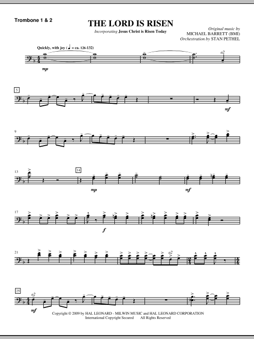 The Lord Is Risen - Trombone 1 & 2 sheet music