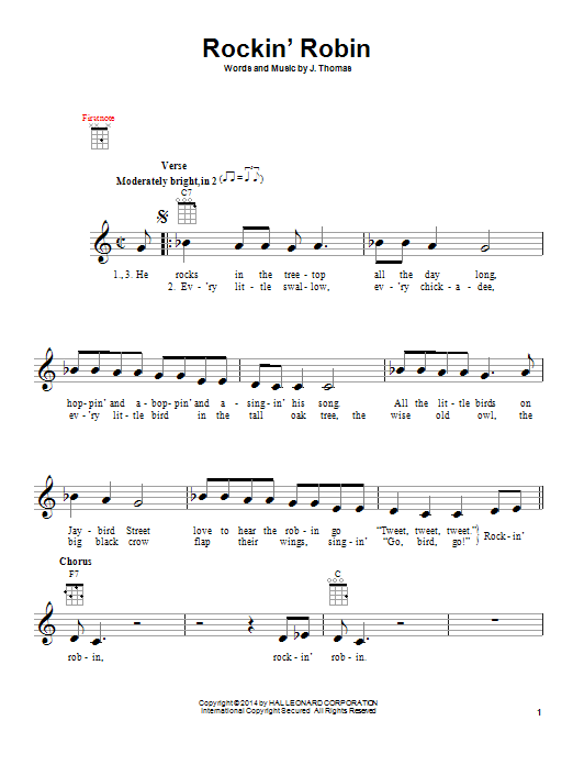 Preview J. Thomas Rockin' Robin Pop sheet music, notes and chords for Violin, SKU: 176528 Rockin' Robin sheet music