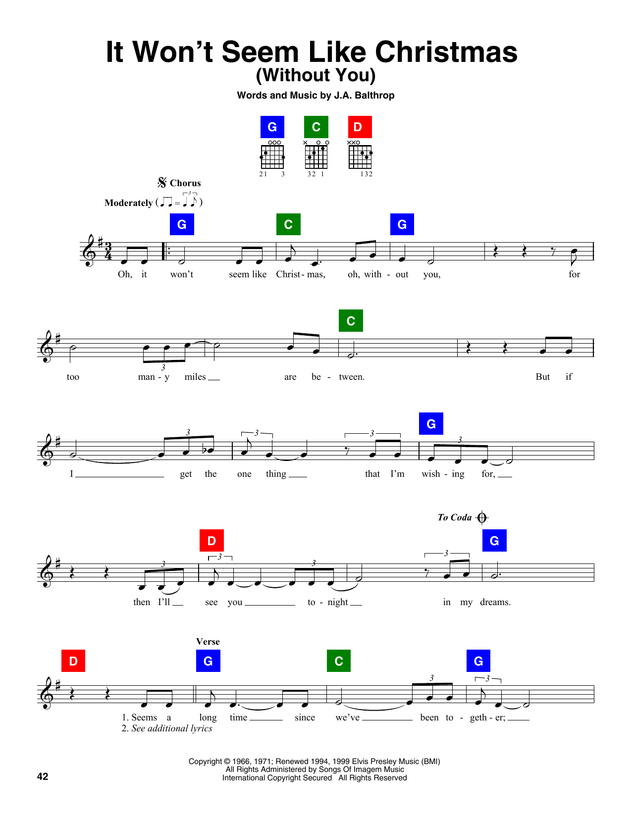 J.A. Balthrop It Won't Seem Like Christmas (Without You) Sheet Music Notes & Chords for ChordBuddy - Download or Print PDF