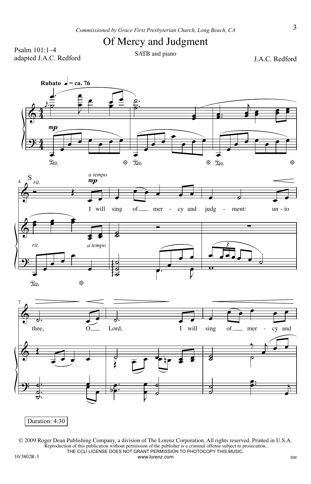 J.A.C. Redford Of Mercy And Judgment Sheet Music Notes & Chords for SATB - Download or Print PDF