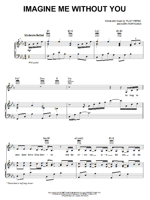 Jaci Velasquez Imagine Me Without You Sheet Music Notes & Chords for Piano, Vocal & Guitar (Right-Hand Melody) - Download or Print PDF