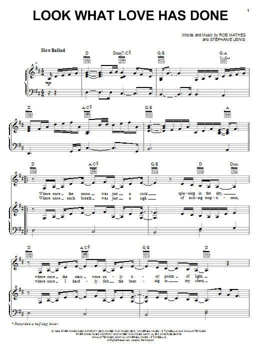 Jaci Velasquez Look What Love Has Done Sheet Music Notes & Chords for Piano, Vocal & Guitar (Right-Hand Melody) - Download or Print PDF
