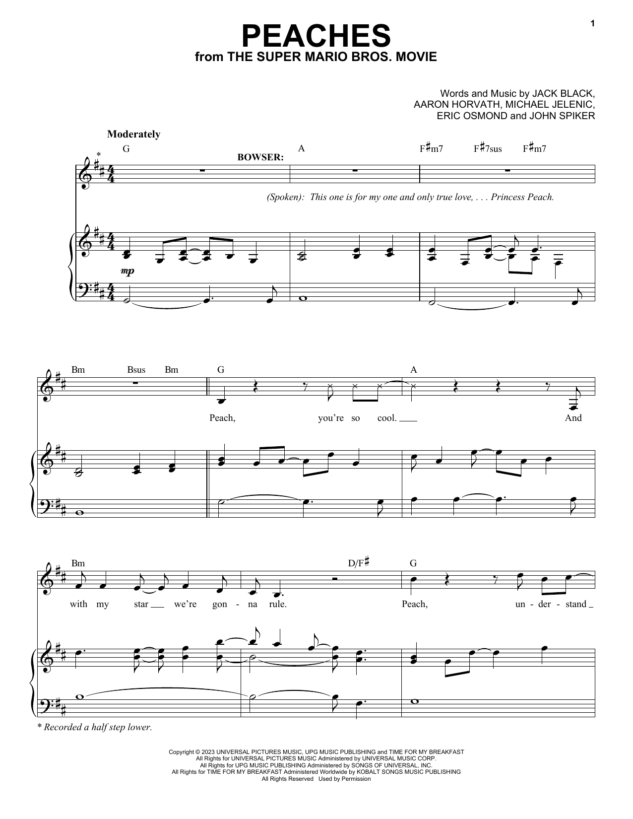 Jack Black Peaches (from The Super Mario Bros. Movie) Sheet Music Notes & Chords for Trombone Solo - Download or Print PDF