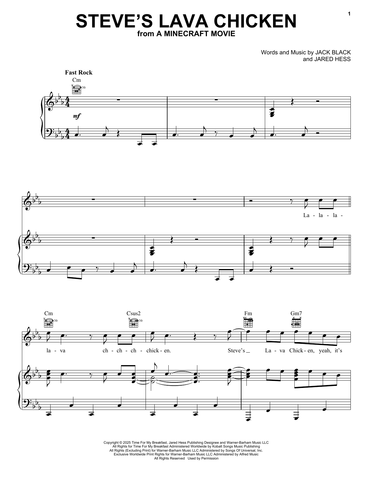 Jack Black Steve's Lava Chicken (from A Minecraft Movie) Sheet Music Notes & Chords for Easy Piano - Download or Print PDF Jack Black Steve's Lava Chicken (from A Minecraft Movie) Sheet Music Notes & Chords for Easy Piano - Download or Print PDF