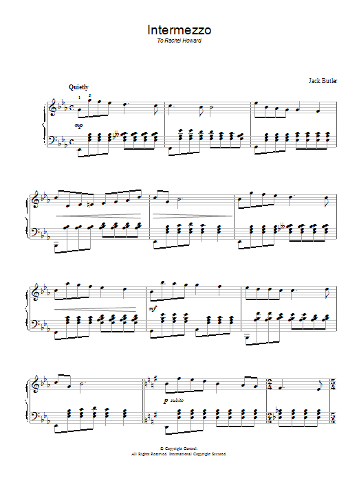 Jack Butler Intermezzo Sheet Music Notes & Chords for Piano - Download or Print PDF