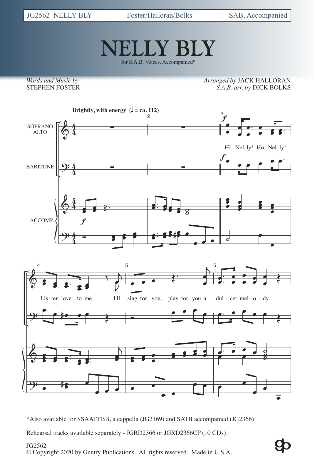 Jack Halloran & Dick Bolks Nelly Bly Sheet Music Notes & Chords for SAB Choir - Download or Print PDF