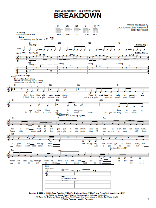 Jack Johnson Breakdown Sheet Music Notes & Chords for Easy Piano - Download or Print PDF