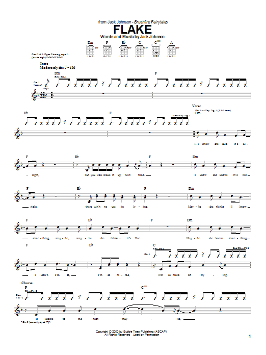 Jack Johnson Flake Sheet Music Notes & Chords for Easy Piano - Download or Print PDF