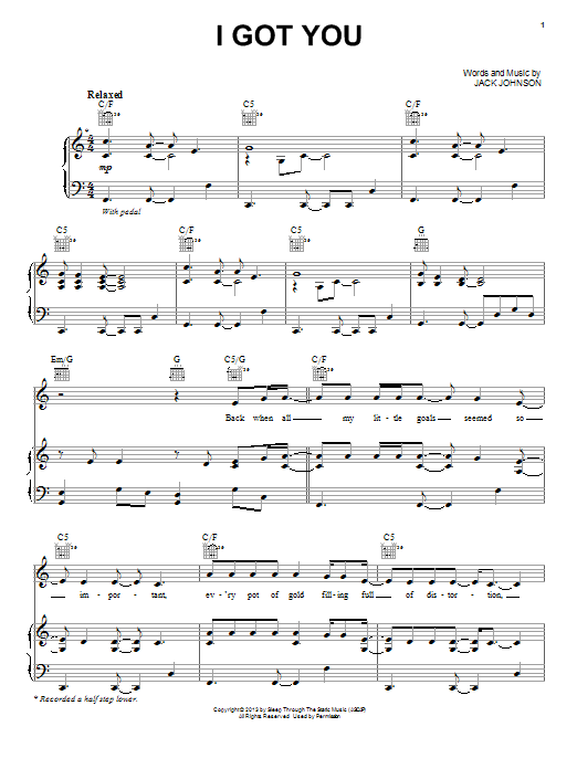Jack Johnson I Got You Sheet Music Notes & Chords for Guitar Tab Play-Along - Download or Print PDF