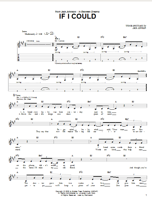 Jack Johnson If I Could Sheet Music Notes & Chords for Ukulele with strumming patterns - Download or Print PDF