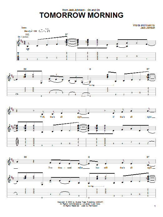 Jack Johnson Tomorrow Morning Sheet Music Notes & Chords for Ukulele with strumming patterns - Download or Print PDF