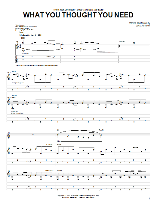 Jack Johnson What You Thought You Need Sheet Music Notes & Chords for Piano, Vocal & Guitar (Right-Hand Melody) - Download or Print PDF