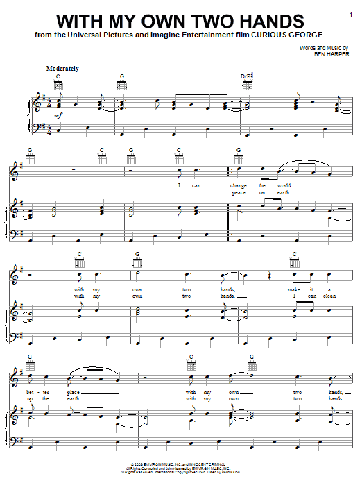 Jack Johnson With My Own Two Hands Sheet Music Notes & Chords for Piano, Vocal & Guitar (Right-Hand Melody) - Download or Print PDF