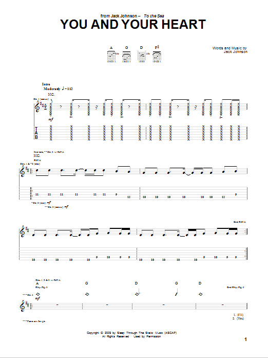 Jack Johnson You And Your Heart Sheet Music Notes & Chords for Ukulele with strumming patterns - Download or Print PDF