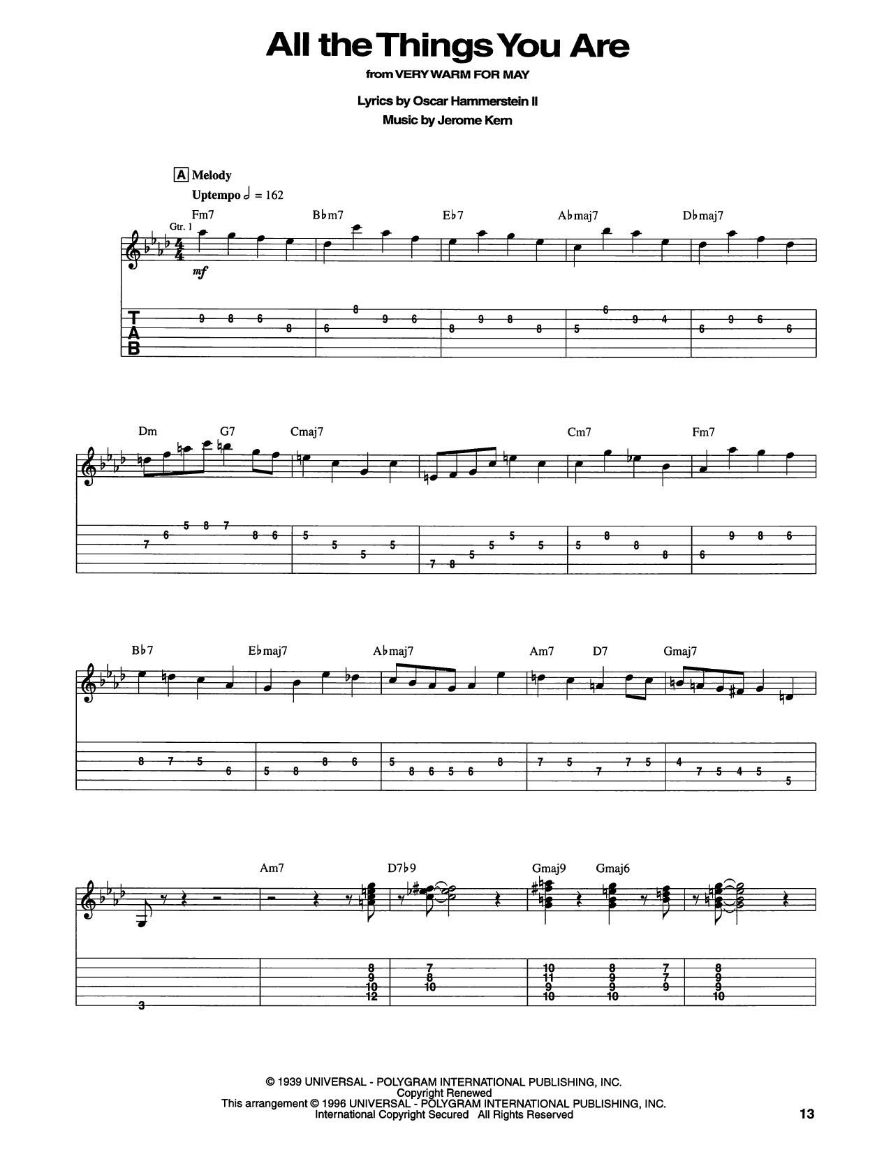 Jack Leonard with Tommy Dorsey Orchestra All The Things You Are (from Very Warm For May) (arr. Jack Grassel) Sheet Music Notes & Chords for Solo Guitar - Download or Print PDF